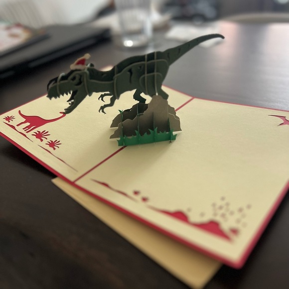 Dinosaur Christmas card pop up - Picture 4 of 4